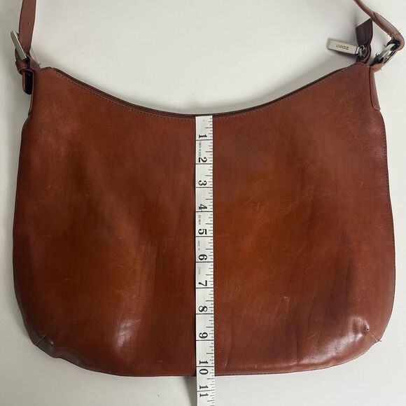 HOBO International Vintage Whiskey Smooth Brown Leather Flat Hobo Shoulder Bag - Picture 13 of 14